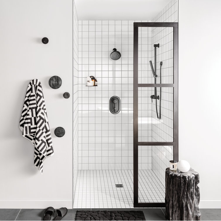 Modern Matte Black 3-Function Shower Trim with Lever Handles
