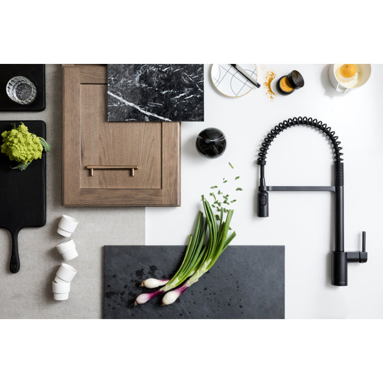 Matte Black Stainless Steel Spring Pulldown Kitchen Faucet