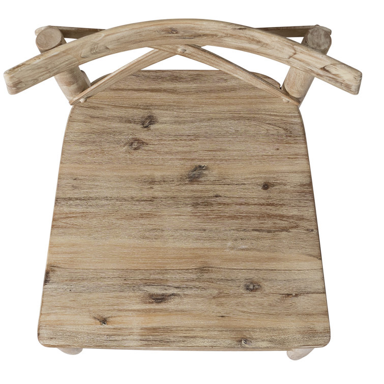 Beige Solid Wood Cross Back Counter Stool