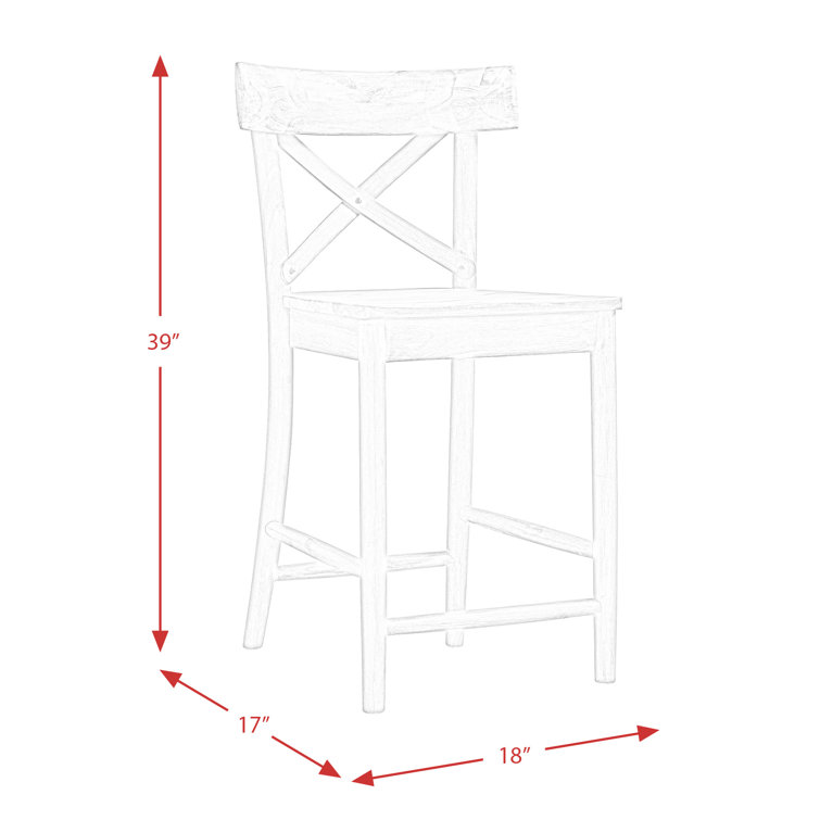 Beige Solid Wood Cross Back Counter Stool