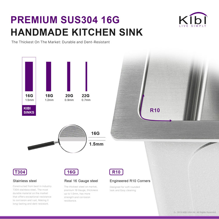 30'' Stainless Steel Undermount Single Bowl Kitchen Sink