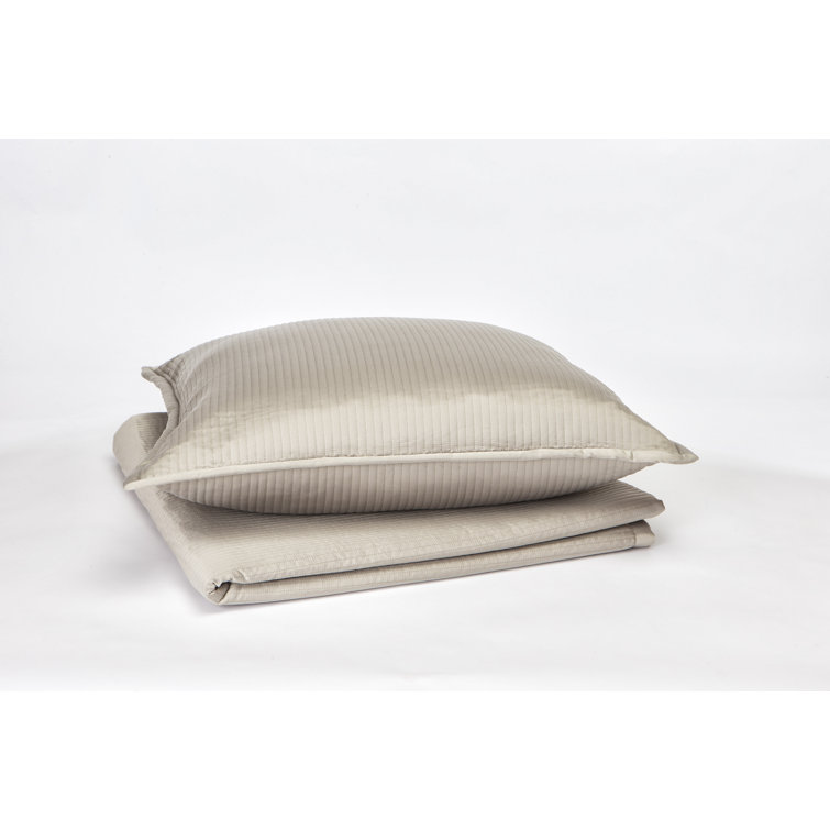 Traditional Gray King Coverlet Set with Linear Quilting