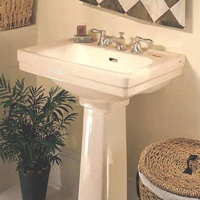 Cotton White Ceramic Pedestal Bathroom Sink with Overflow