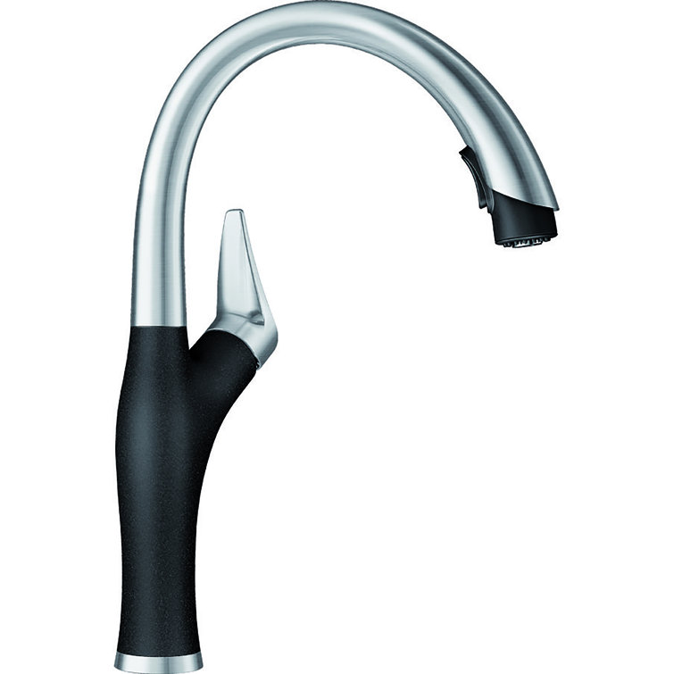 Anthracite and Chrome Pull-Down Dual Spray Kitchen Faucet