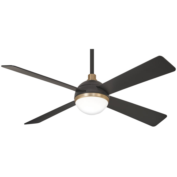 54" Soft Brass and Brushed Carbon LED Ceiling Fan with Remote