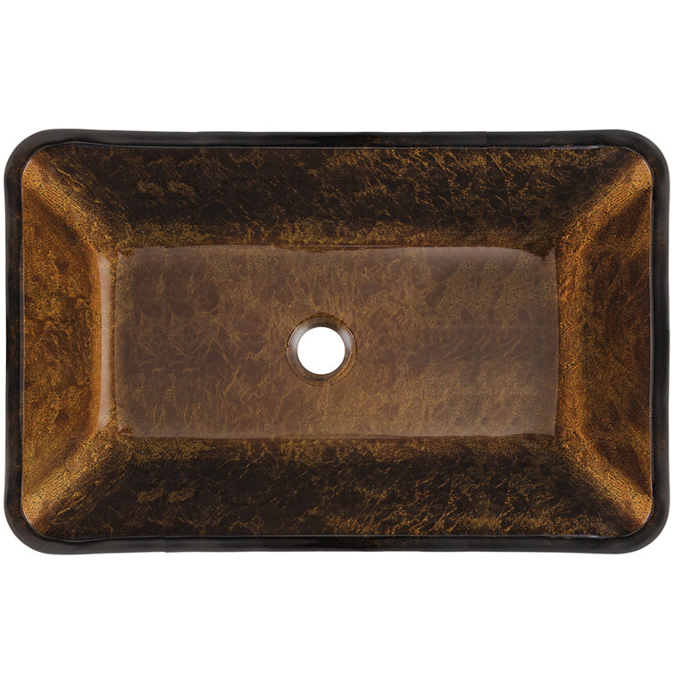 Russet Amber Tempered Glass Rectangular Vessel Sink 22.5"