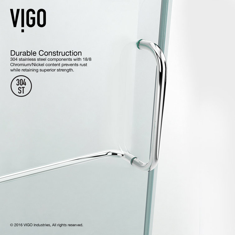 Pacifica 48" Frameless Clear Glass Shower Enclosure with Chrome Finish