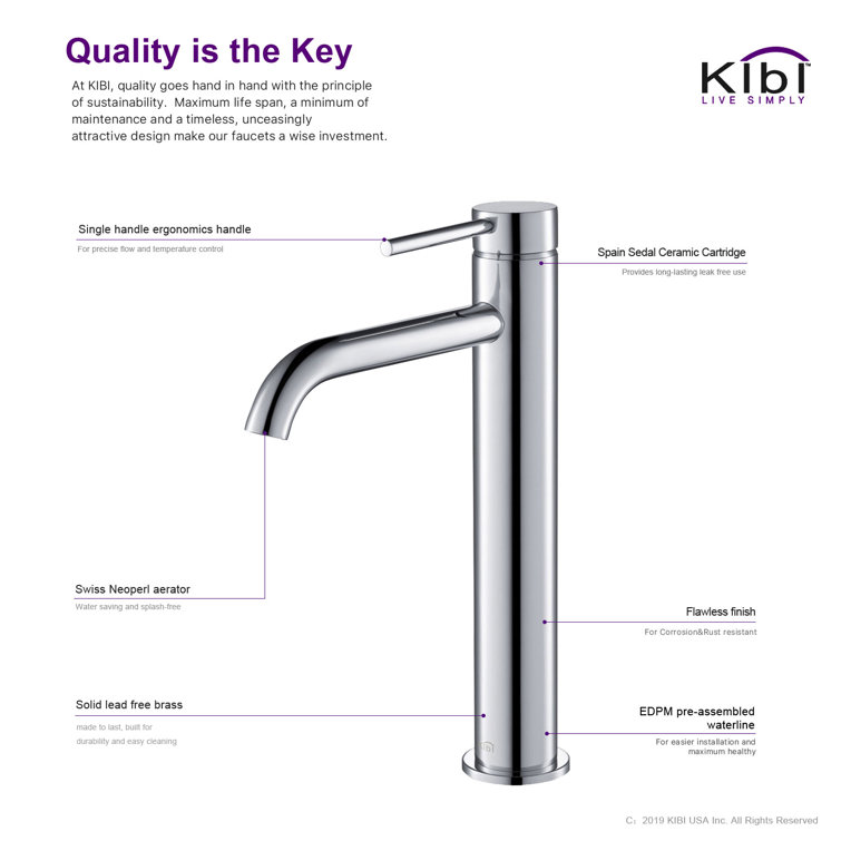Chrome High Arc Single Handle Vessel Sink Faucet