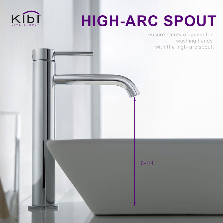 Chrome High Arc Single Handle Vessel Sink Faucet