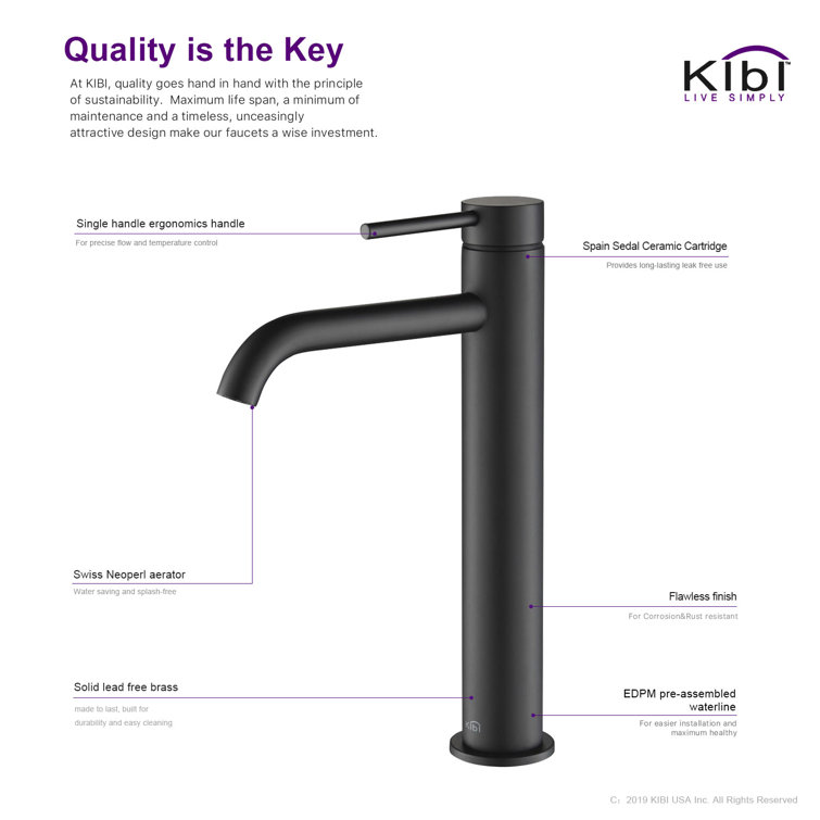 Elegant Matte Black Lead-Free Brass Vessel Sink Faucet with Pop-Up Drain