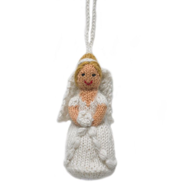 Hand-Knit Blonde Bride Alpaca Wool Wedding Ornament
