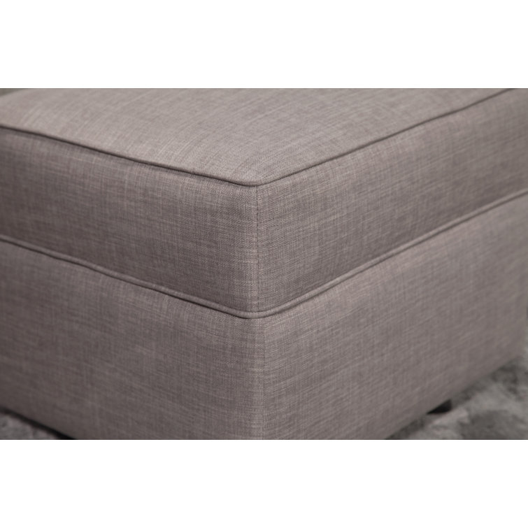 Steel Gray Tweed Square Gliding Ottoman with Metal Frame