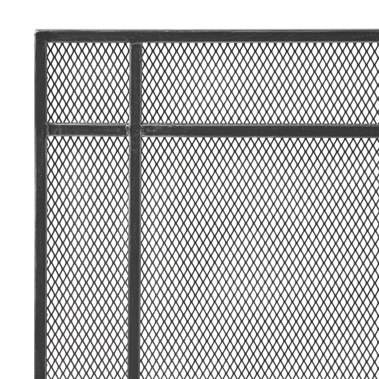 Markus Black Brushed Silver Iron Single Panel Fireplace Screen