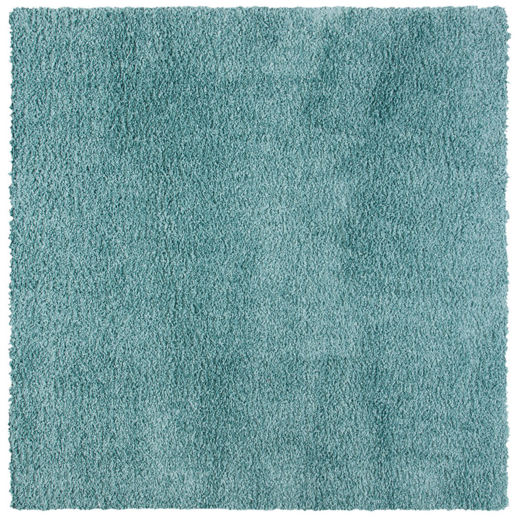 Aqua Blue 6'7" Square Shag Synthetic Area Rug