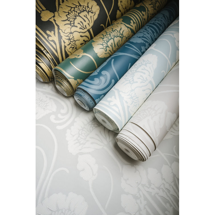 Light Blue Non-Woven Damask Wallpaper Roll