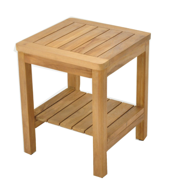 Natural Teak Wood Spa Shower Bench with Shelf