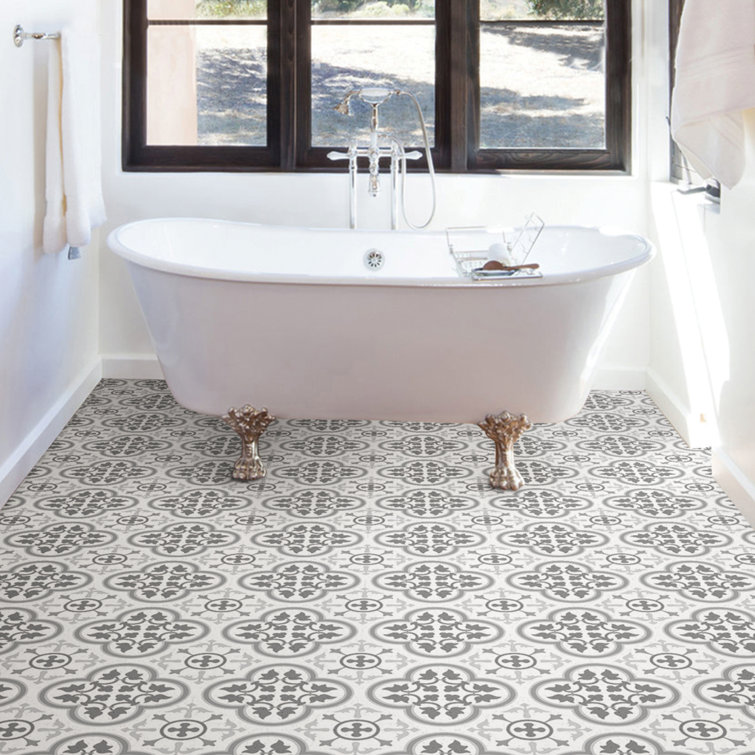 Remy 12'' x 12'' Gray and White Vinyl Peel & Stick Floor Tiles