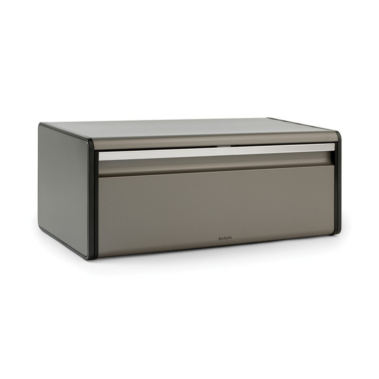Taupe Stainless Steel Rectangular Fall Front Bread Box