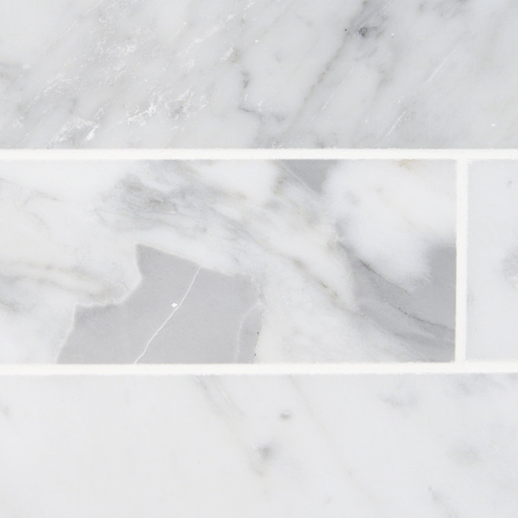 Carrara White 2x8 Honed Marble Subway Tile
