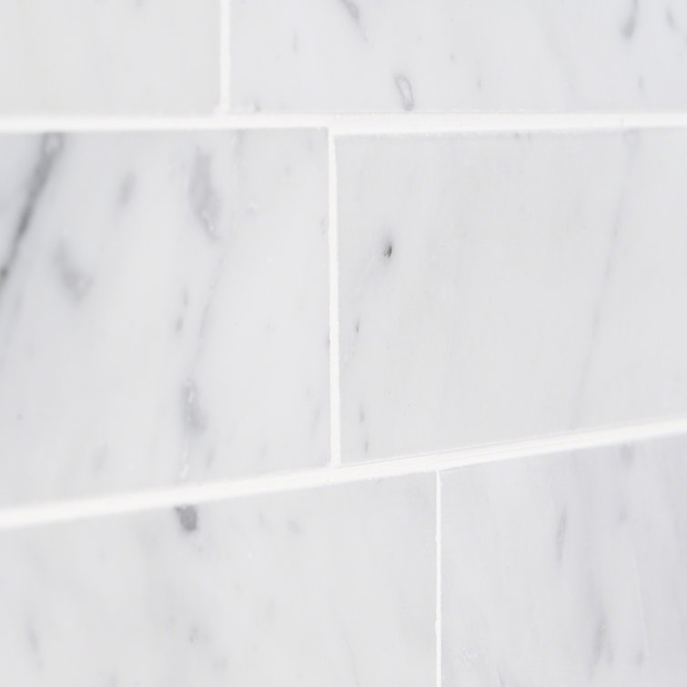 Carrara White 2x8 Honed Marble Subway Tile
