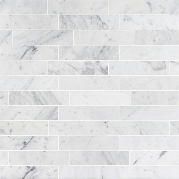 Carrara White 2x8 Honed Marble Subway Tile