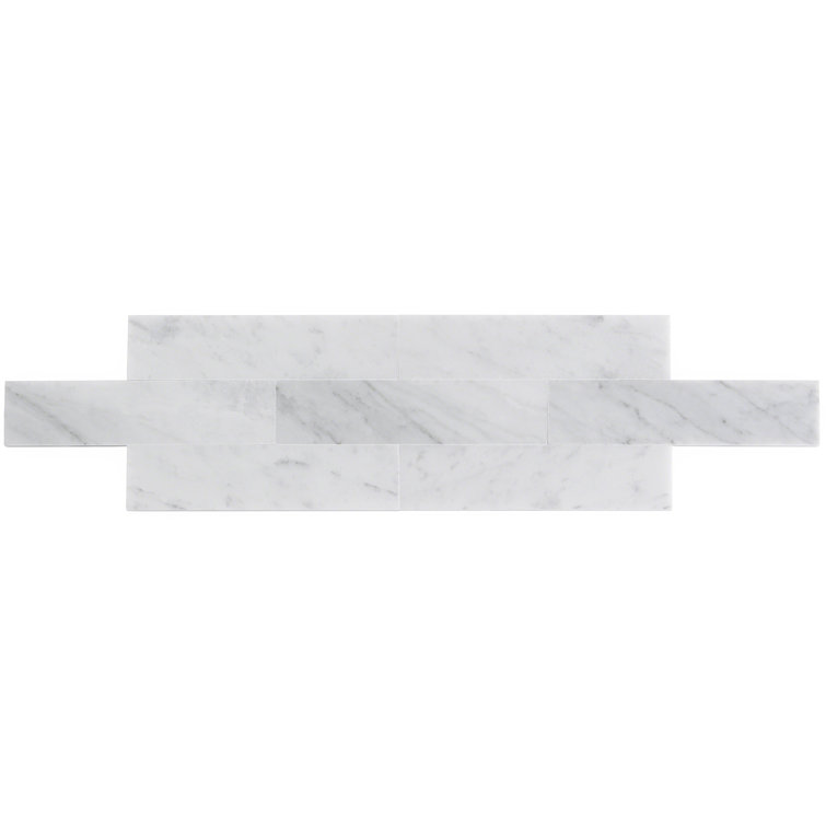 Carrara White 2x8 Honed Marble Subway Tile