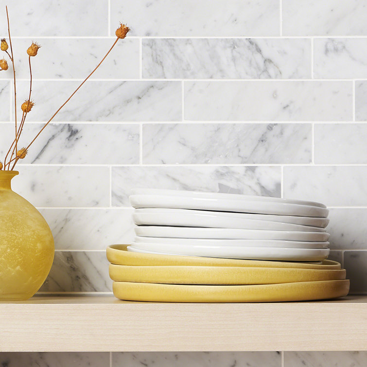 Carrara White 2x8 Honed Marble Subway Tile
