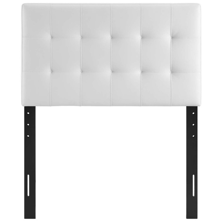 White Twin Upholstered Tufted Leather Headboard