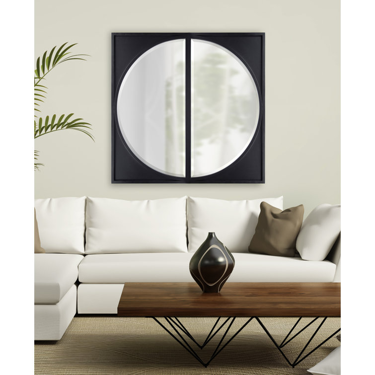 Elegant Satin Black Full-Length Rectangular Wood Wall Mirror