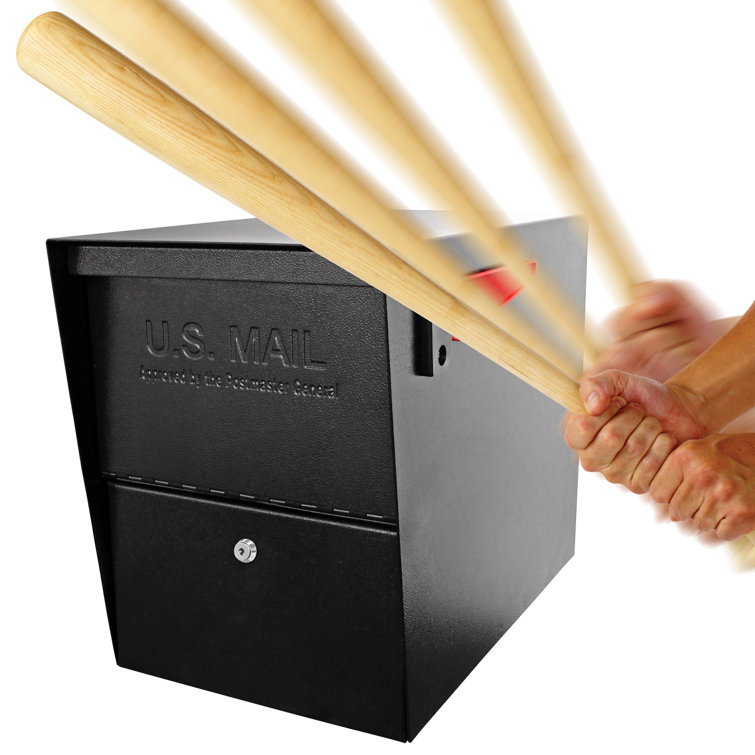 Black Steel Locking Post-Mount Security Mailbox