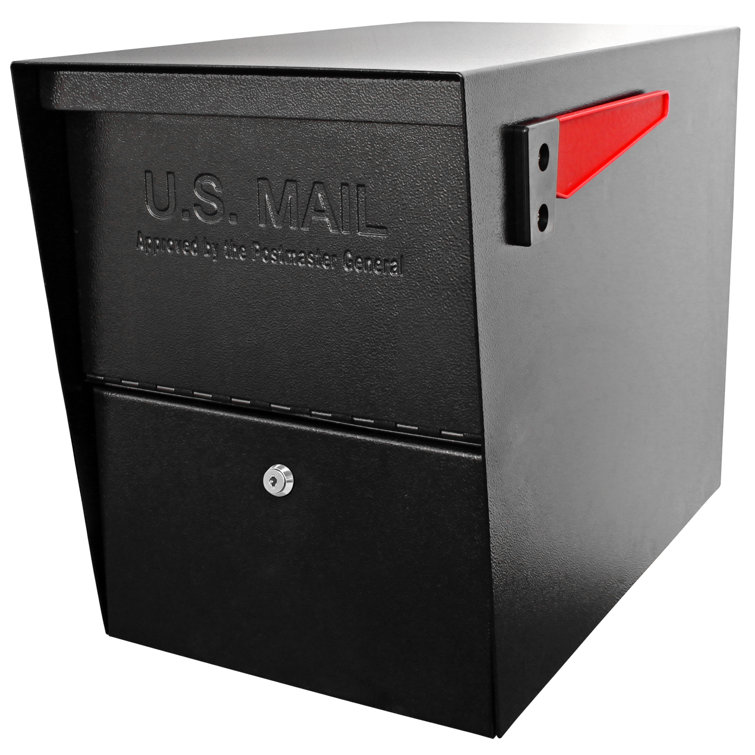 Black Steel Locking Post-Mount Security Mailbox