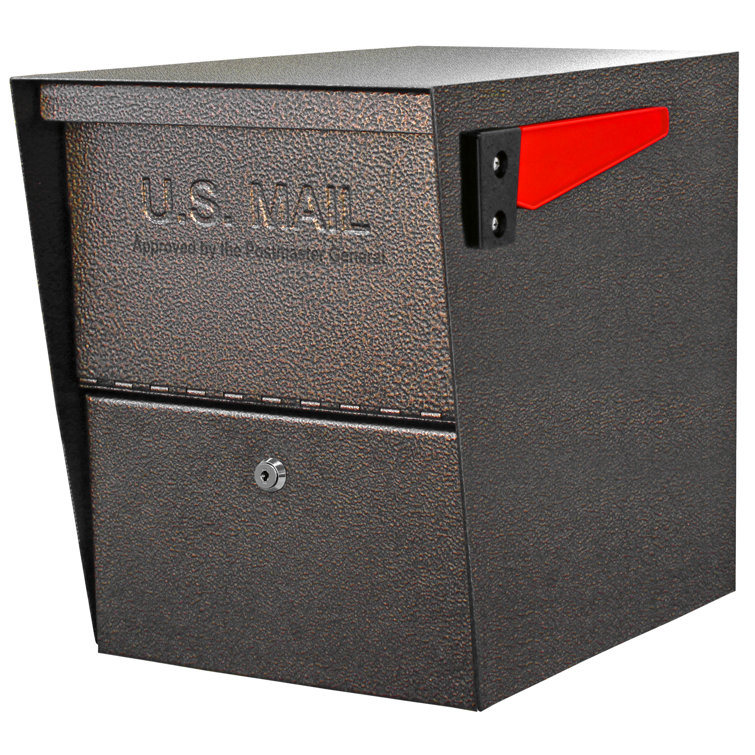 Bronze Lockable Steel Post-Mount Security Mailbox