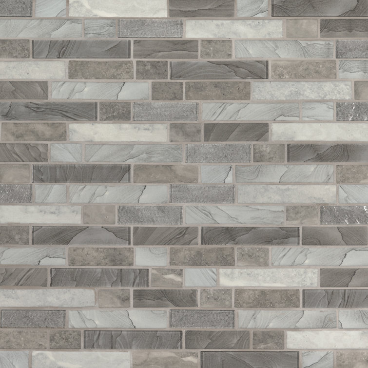 Tarvos Gray and Greige Polished Glass Mosaic Tile