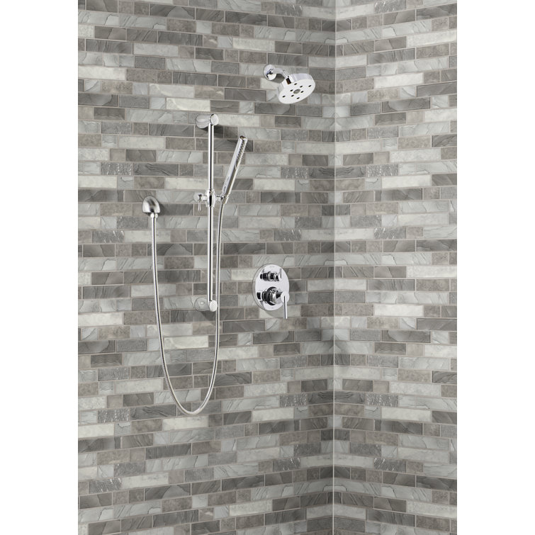 Tarvos Gray and Greige Polished Glass Mosaic Tile