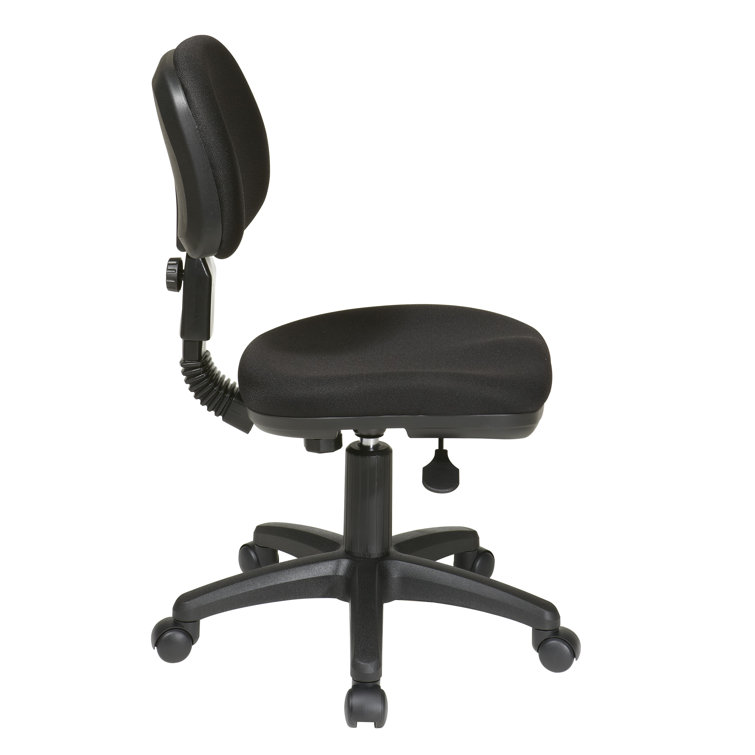 Swivel Armless Black Fabric Task Chair with Metal Frame