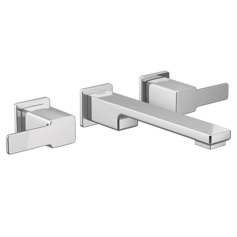 Chrome Wall Mounted Modern Widespread Bathroom Faucet