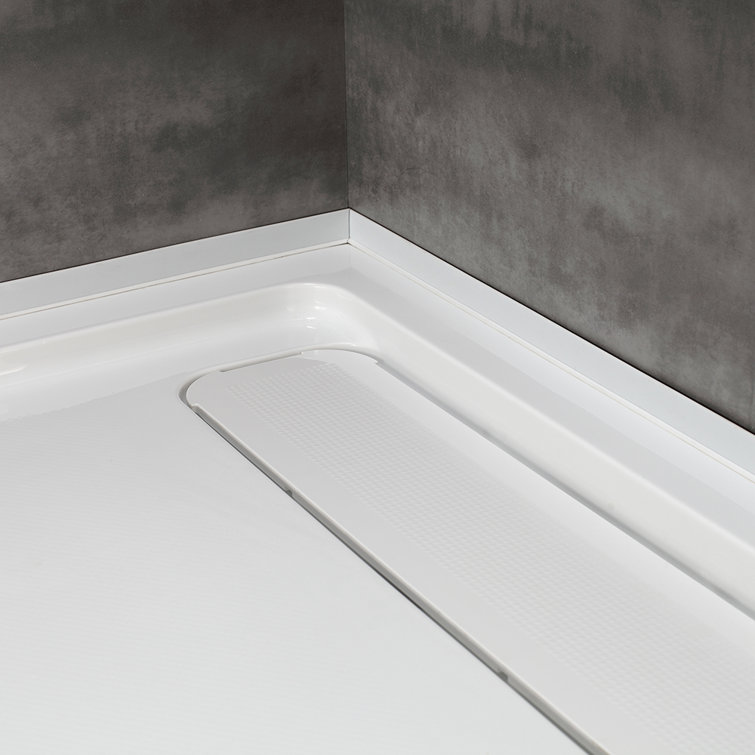 White Acrylic 48x32 Rectangular Shower Base with Hidden Drain