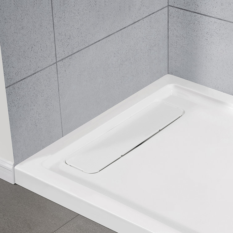 White Acrylic 72x36 Rectangular Shower Base with Hidden Drain