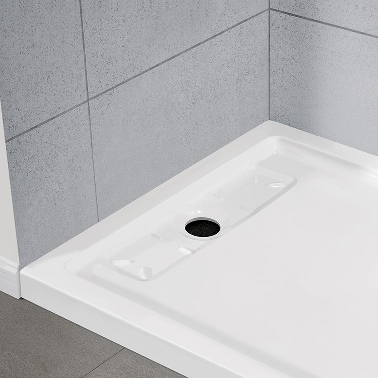 White Acrylic 72x36 Rectangular Shower Base with Hidden Drain
