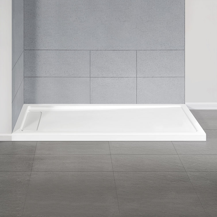 White Acrylic 72x36 Rectangular Shower Base with Hidden Drain