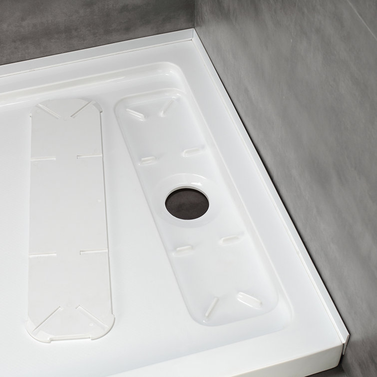 White Acrylic 48x32 Rectangular Shower Base with Hidden Drain