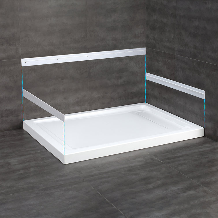 White Acrylic 48x32 Rectangular Shower Base with Hidden Drain