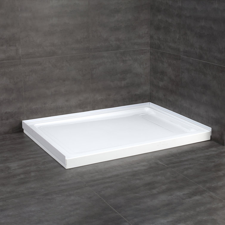 White Acrylic 48x32 Rectangular Shower Base with Hidden Drain