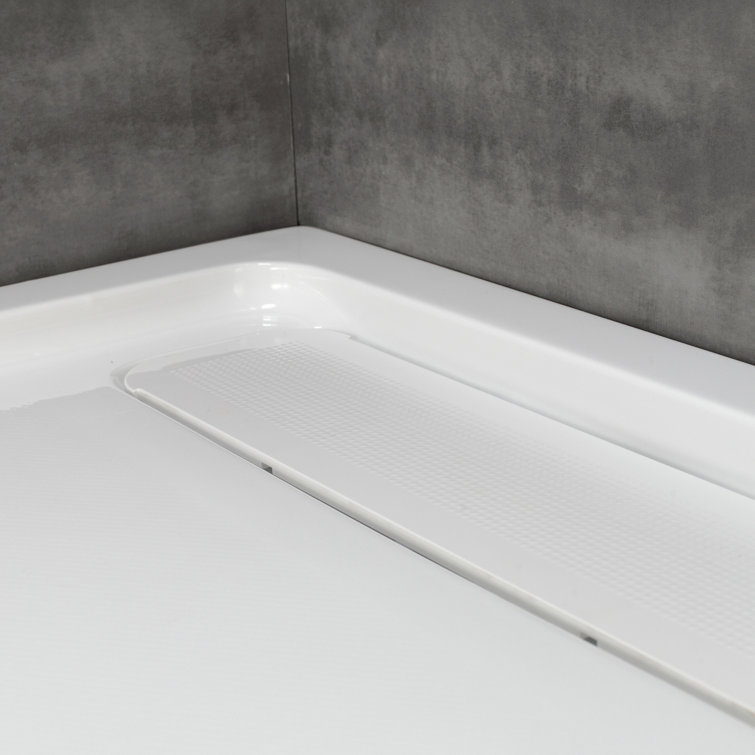 White Acrylic 60 x 32 Inch Shower Base with Hidden Drain