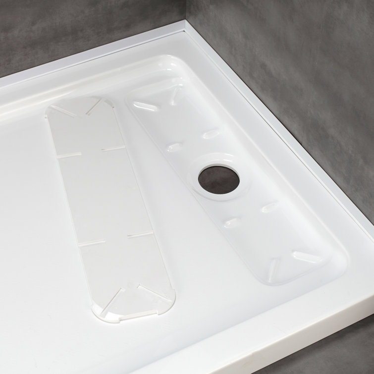 White Acrylic 60 x 32 Inch Shower Base with Hidden Drain