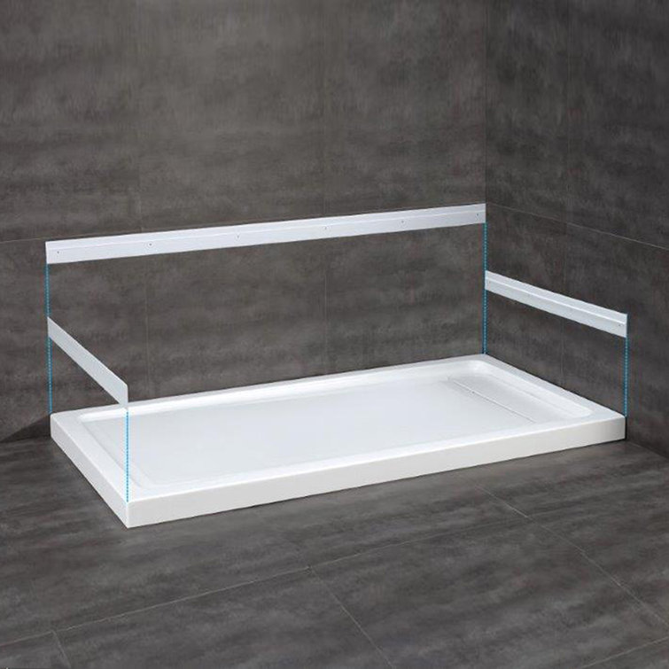 White Acrylic 60 x 32 Inch Shower Base with Hidden Drain