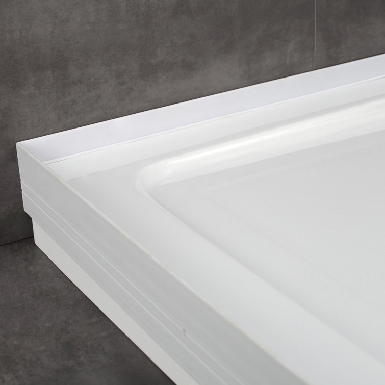 White Acrylic 60 x 32 Inch Shower Base with Hidden Drain