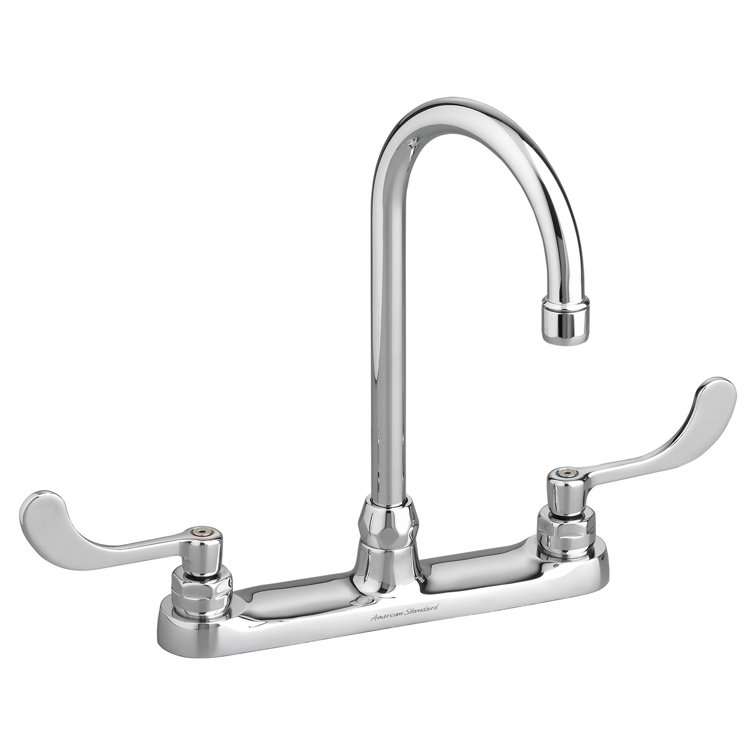 Chrome Dual-Handle Gooseneck Kitchen Faucet with Pull-out Spray