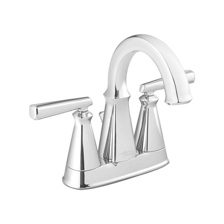 Polished Chrome 4-Inch Centerset Bathroom Faucet with Drain Assembly