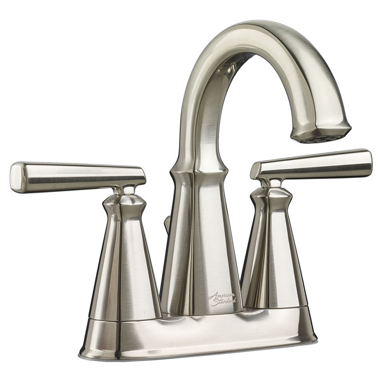 Transitional Edgemere 4-Inch Nickel Centerset Bathroom Faucet